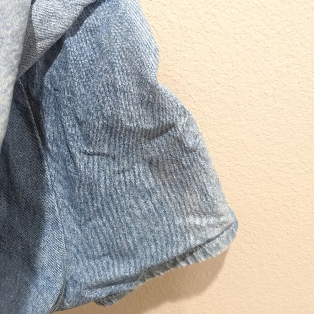 Vtg Oshkosh Bgosh Skirtall Girls Sz 2T Denim Light Wash Pink Patch